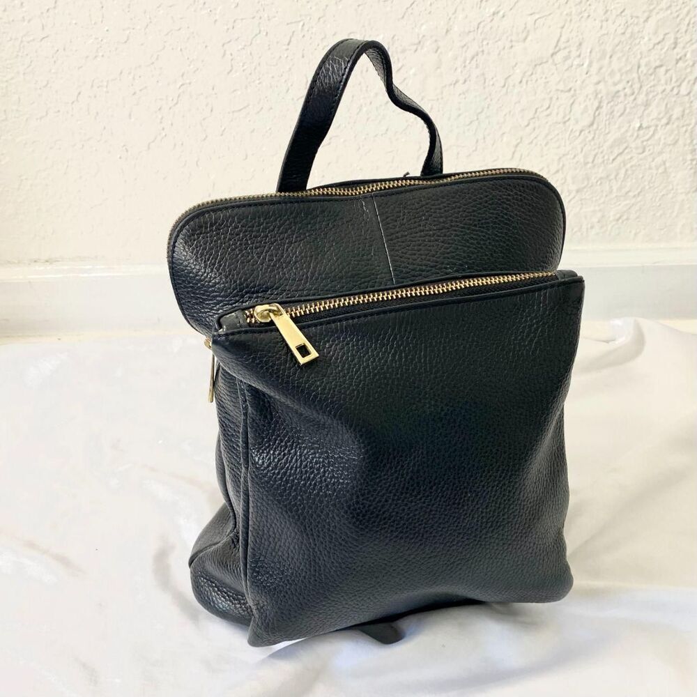 DV Diva Bag Black Italian Leather Black Convertible City Backpack / Shoulder Bag